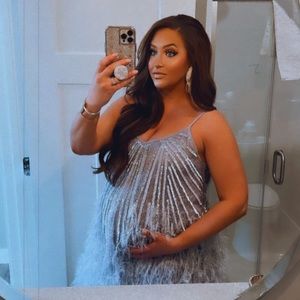 ASOS Design Embellished Feather and Sequins Mini Dress